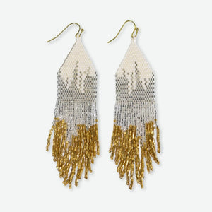 Long Gold Ombre Beaded Earrings