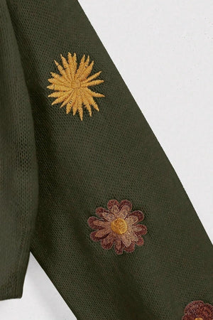 Green Embroidered Cardigan