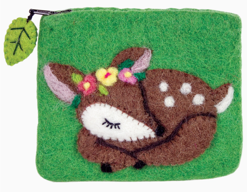 Sleeping Fawn Felt Coin Purse