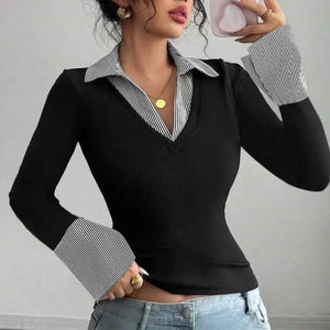 Striped False 2 Piece Top