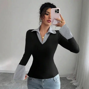 Striped False 2 Piece Top