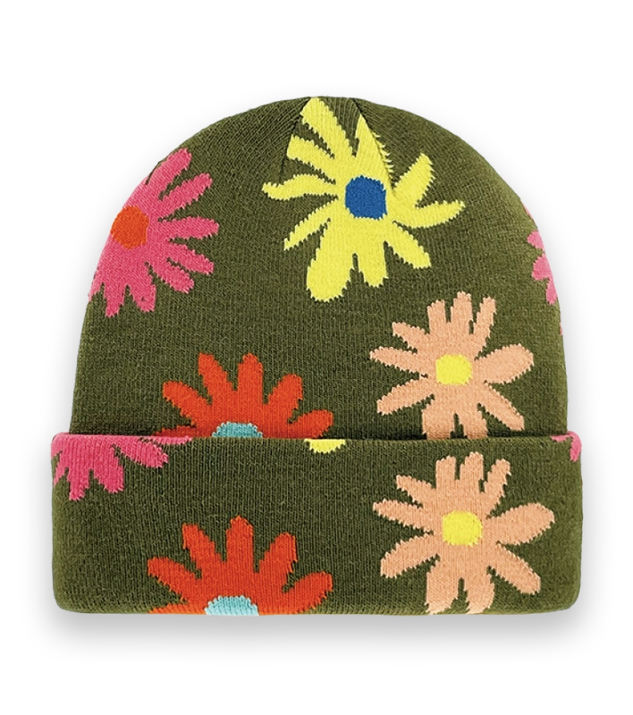 Colorful Daisies Multicolor Beanie