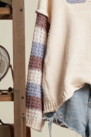 Ivory Crochet Hooded Sweatshirt