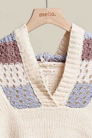 Ivory Crochet Hooded Sweatshirt