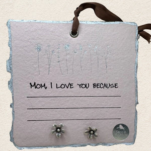 Silver Flower Stud Earrings-Mom I Love You