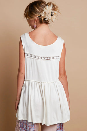 Ivory Babydoll V-Neck Tank Top