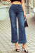 Dark Blue Cropped Straight Leg Jeans