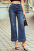 Dark Blue Cropped Straight Leg Jeans