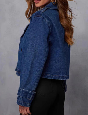 Dark Blue Denim Cropped Jacket