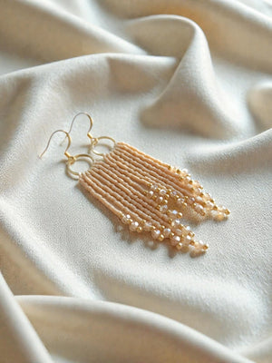 Lucie Beaded Skinny Fringe Earrings