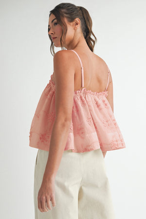 Pink Embroidered Tank Top