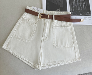 Soft White Denim High Waist Shorts