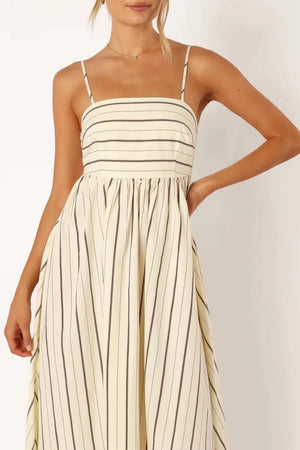 Apricot Beige Striped Dress