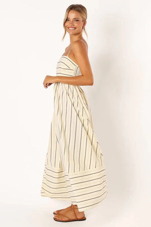 Apricot Beige Striped Dress