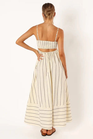 Apricot Beige Striped Dress