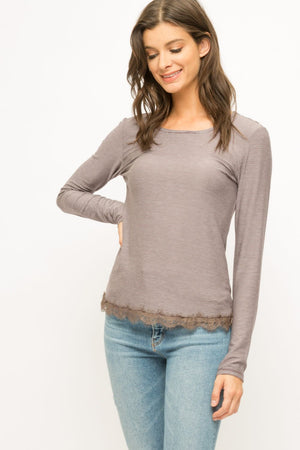 Dusty Purple Lace Striped Top