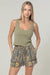 Green & Yellow Floral Lace Trim Shorts