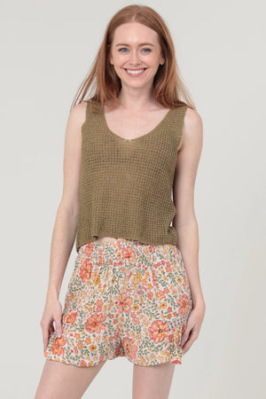 Smocked Waist Floral Shorts