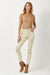 Almond Corduroy Stretch Pants- Distressed