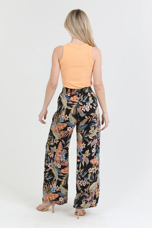 Black Tropical Floral Pants