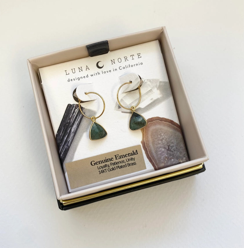 Emerald Bermuda Triangle Mini Hoops