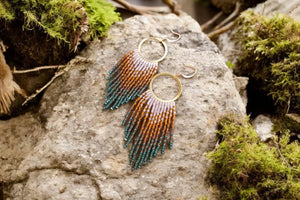 Earthy Gradient Beaded Fringe Earrings