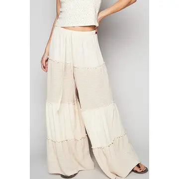 Small Raw Edge Double Gauze Almond Pants
