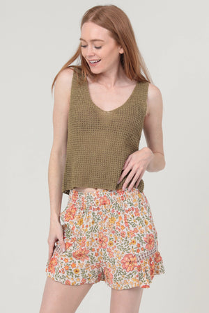 Smocked Waist Floral Shorts