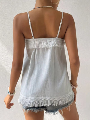 Embroidered Fringe Tank Top
