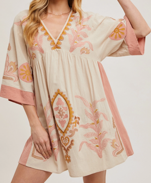 Boho Embroidered Babydoll Dress