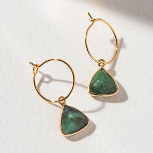 Emerald Bermuda Triangle Mini Hoops
