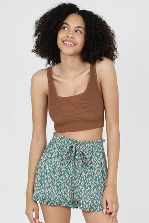 Cactus Print Drawstring Shorts