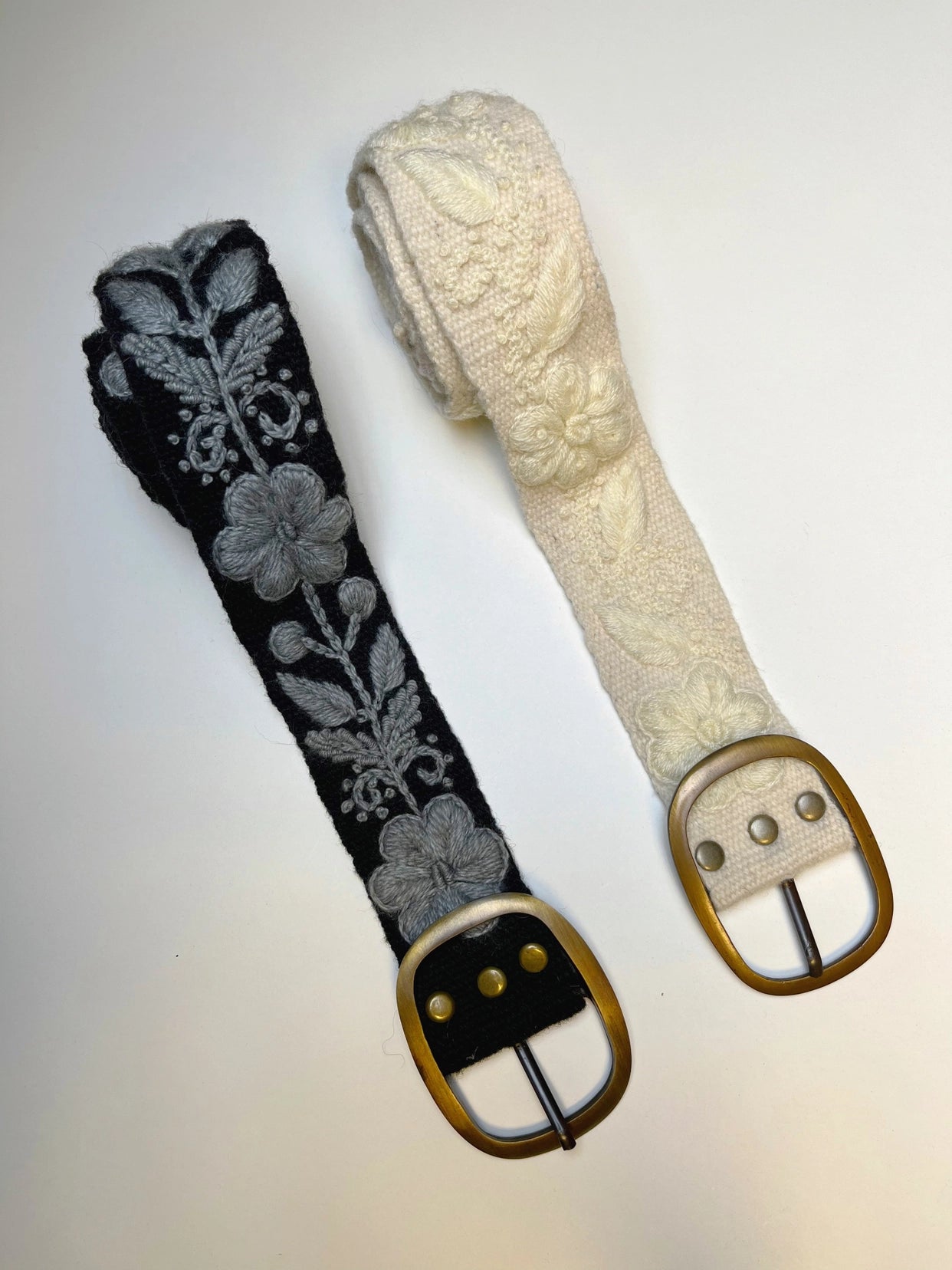 Hand Embroidered Belt Midnight Blooms Black Wide