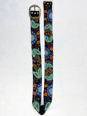 Hand Embroidered Belt Catalina Black - Wide