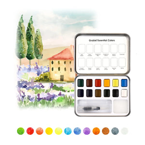 Watercolor Pocket Paint Set 12 Paints with brush & paper