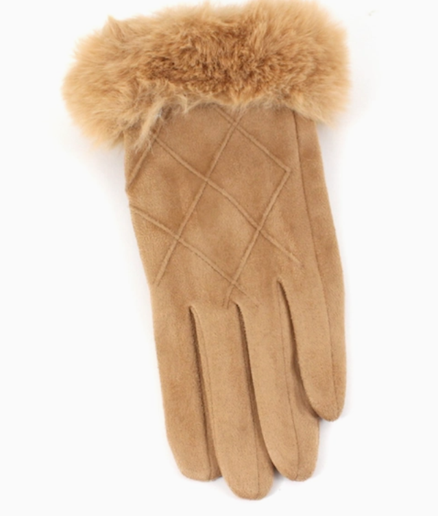 Faux Fur Trim Gloves