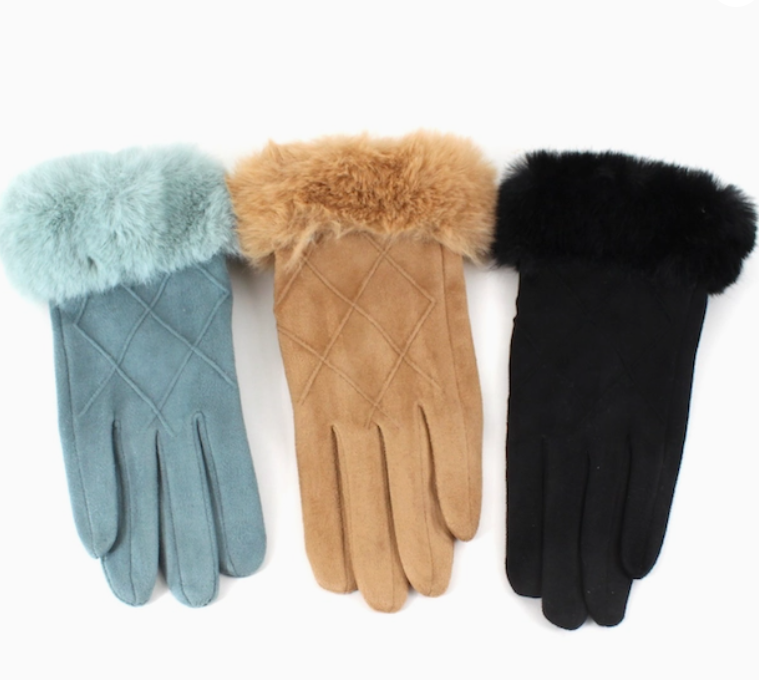 Faux Fur Trim Gloves