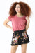 Black Floral Polka Dot Ruffled Shorts