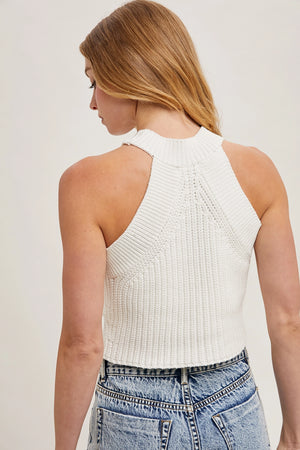 White Flower Halter Tank