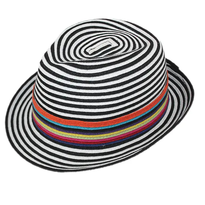 Black/White Multicolor Striped Hat