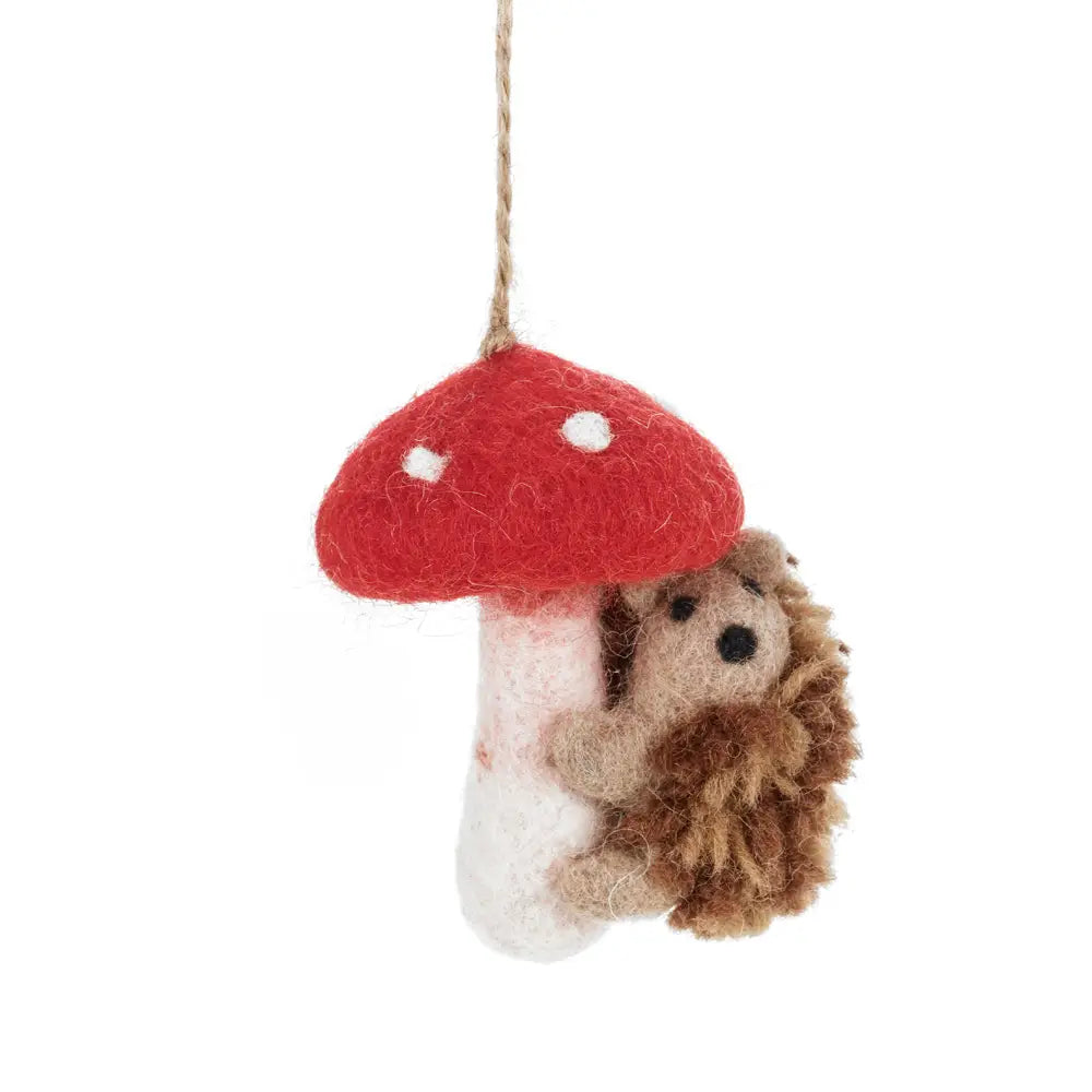 Mushroom Hedgehog Felt Ornament