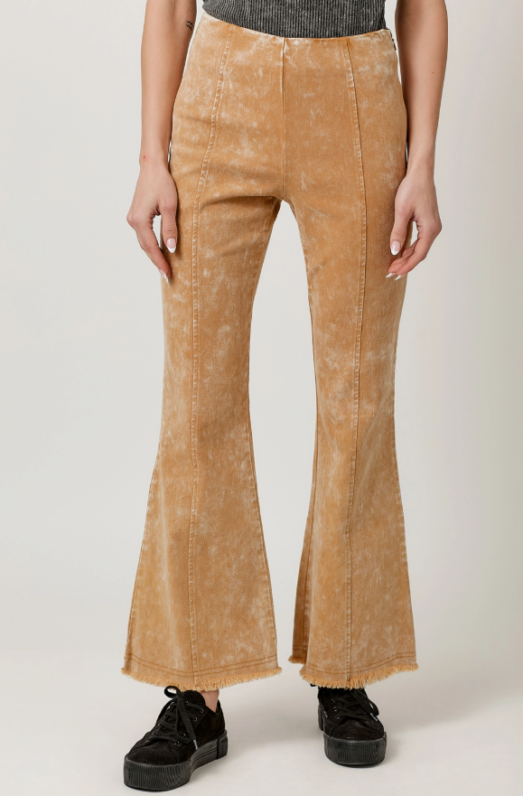 High Waisted Flare Pants-Latte