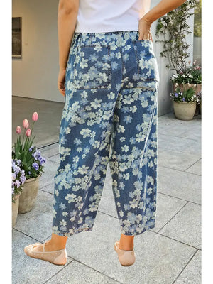 Dainty Floral Drawstring Jeans