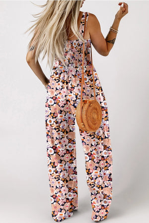 Square Neck Floral Jumpsuit