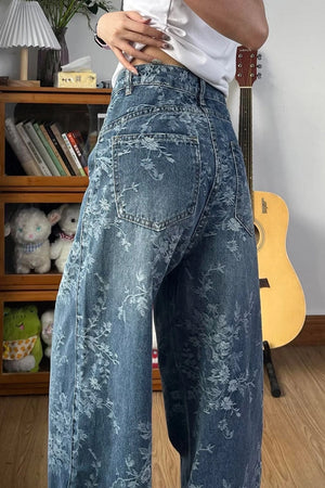 Floral High-Waist Jeans