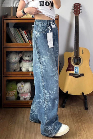 Floral High-Waist Jeans