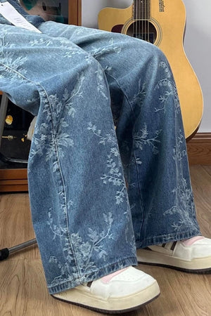 Floral High-Waist Jeans