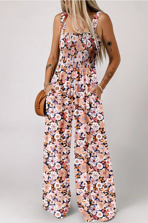 Square Neck Floral Jumpsuit
