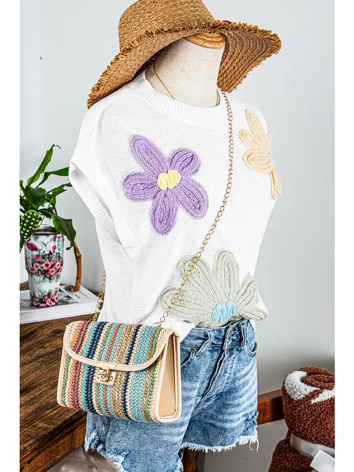 Multicolor Flower Crochet Top