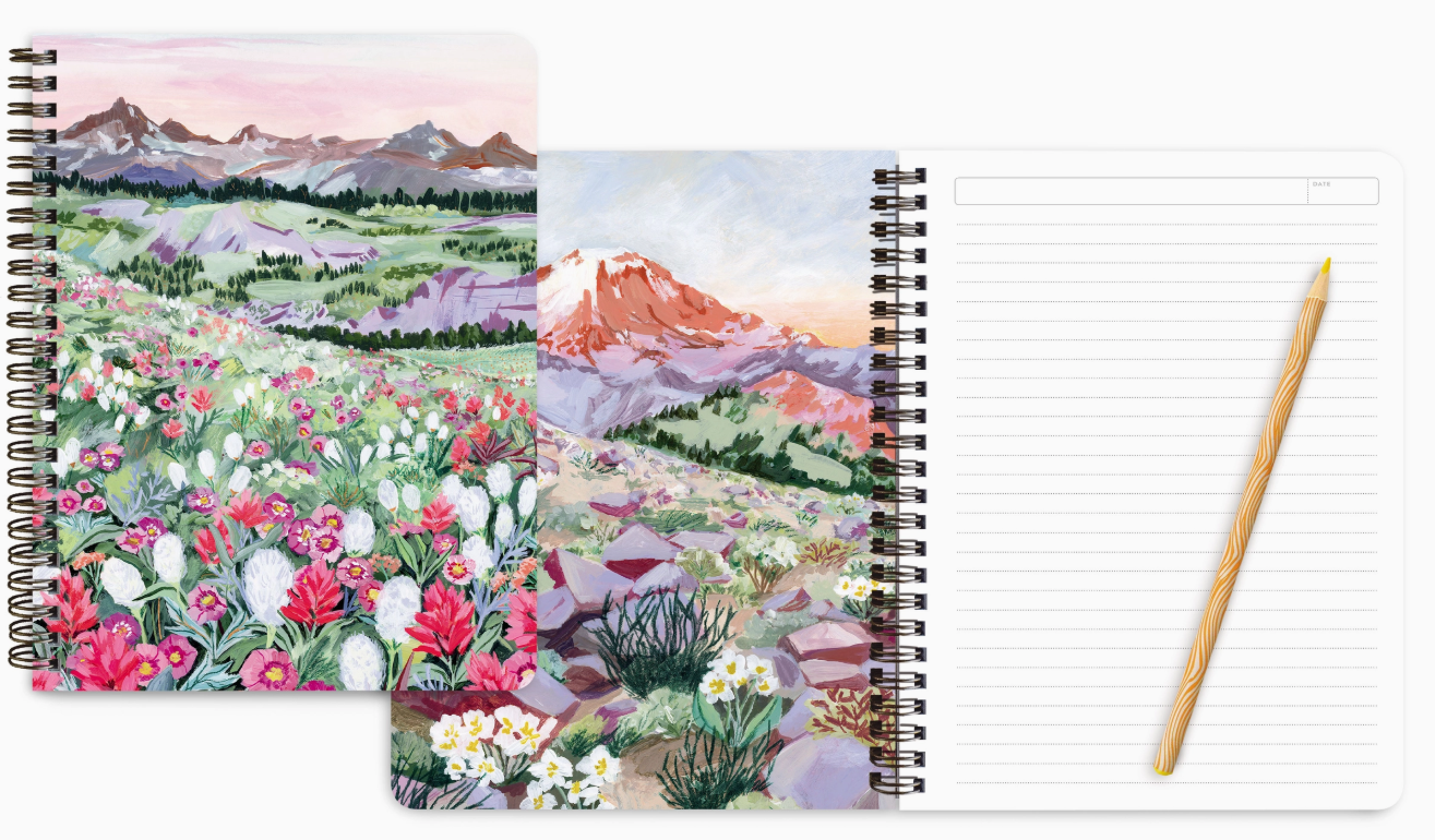 Mountainscape & Flowers Medium Spiral Notebook